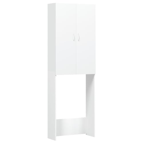 vidaXL Armario de Lavadora Cuarto de Baño Aseo Inodoro Secadora Estantería Estante Muebles Mobiliario Colada Almacenaje Blanco 64x25,5x190 cm