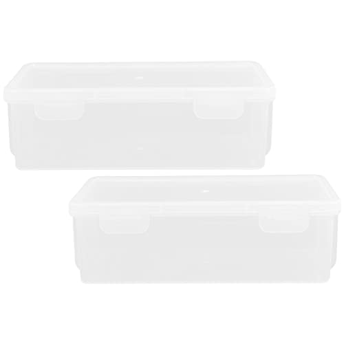 Doitool Transparent Bread Box 2Pcs Toast Storage Box Clear Plastic Bread Keeper Refrigerator Food Vegetable Fruit Storage Holder Fresh-Keeping With Lid For Freezer Deli Dry Food #TOP3