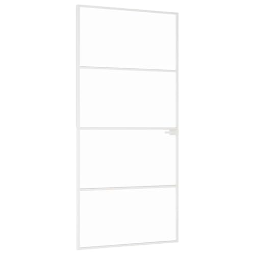 vidaXL Puerta de interior vidrio templado y aluminio blanco 93x201,5cm, puerta, puerta interior, puerta interior acristalada, puerta de cristal