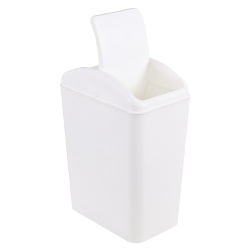 Image of Cand 16 Liter Plastic Swing Lid Garbage Bin, 4 Gallon Indoor Trash Can, White, 1 Pack
