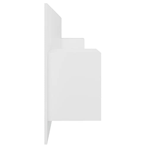Festnight tête de lit,tête de lit avec Chevet Suspendu,tête de lit avec Rangement,tête de lit Bois,Tête de lit et Tables de Chevet Un tiroir et Une étagère-Blanc – vue 6