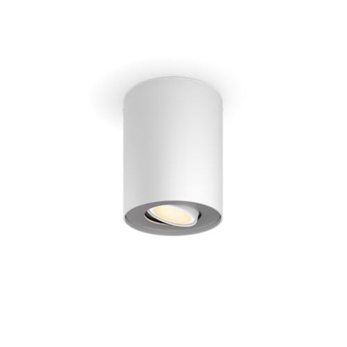 Philips Hue Pillar White Ambiance, Faretto da muro, Bianco | Smart LED GU10, Luce calda e fredda regolabile, Smart Home, Compatibile con Amazon Alexa (Echo, Echo Dot), Nuova generazione