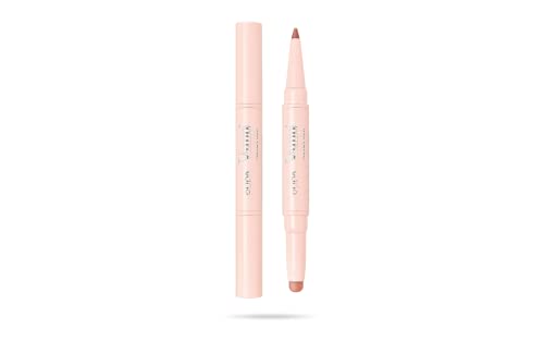 Babe Lápis Labial Vamp! Creamy Duo (003 Warm Nude) Contouring Lip Pencil e Shiny Lipstick para lábios mais cheios e carnudos - Disponível em 12 variações de cores