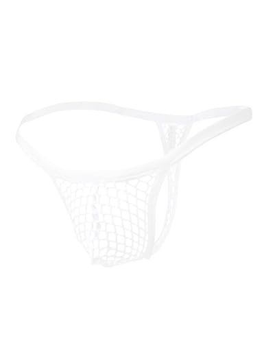 ohyeah Mens Sexy Fishnet Thongs Underwear G-String Low Rise Jockstrap Breathable Briefs Mesh Bulge Pouch Panty for Men