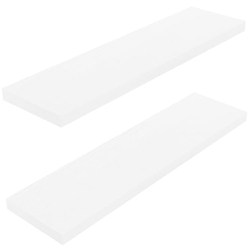 STOREMIC Lot de 2 étagères murales flottantes Blanches de Longueur 60 cm, faciles à Installer, étagère décorative avec Grand Rangement pour Chambre à...