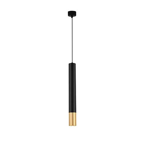 Lámpara colgante tubo negro y oro 3W LED con altura ajustable para techo de isla de cocina