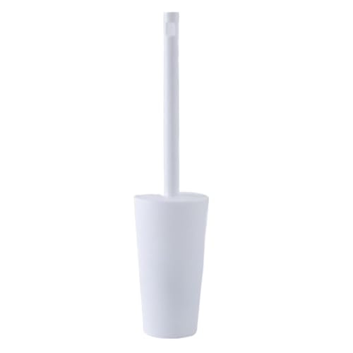 FBANULPEX Spazzola di Gomma per cessi, Scopino for WC in plastica con Base e Coperchio, Manico Lungo, setole Spesse, Un valido Aiuto(White)