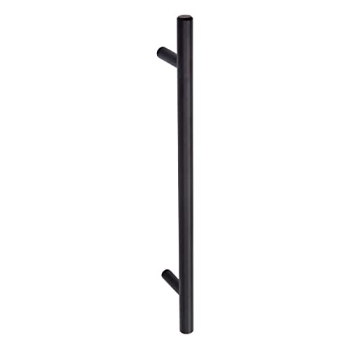 Image of South Main Hardware Euro Bar Cabinet Drawer Pull Handle (3 /8 inch Diameter), 8.69 inch Length (6.31 inch Hole Center), Flat Black, Mounting Hardware Included, 10-Pack