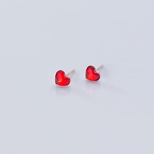 Boucles d'oreilles cœur rouge argent 925 pour look glamour