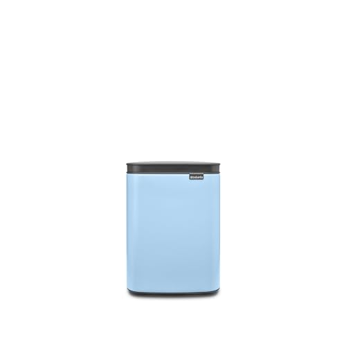 Image of Brabancia 224003 Trash Can with Lid, Manual Type, Water Resistant, 4L Width 7.9 x Depth 6.8 x Height 10.7 inches (20 x 17.2 x 27.2 cm), Made in Belgium, Bo Westbin, Dreamy Blue