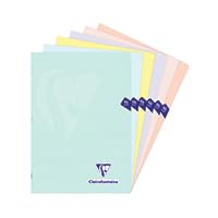 Clairefontaine 308166CPack A Pack of 10 Mimesys PASTEL Stapled Notebooks, A4 21x29.7 cm, 96 Lined Pages, White Paper 90 g