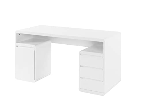 Vente-unique Bureau avec rangements SERGUEI - MDF laqué Blanc
