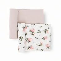 Image of Little Unicorn Large Stretch Knit Swaddle Blanket 2 Pack| Super Soft with Optimal Stretch for swaddling | Giftable Set (Watercolor Rose)
