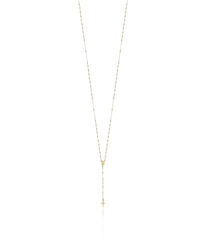 14K Solid Yellow Gold Rosary Bead Chain Necklace2