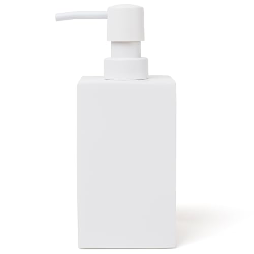 Yew Design Weißer Matter Seifenspender für das Badezimmer 450 ml Eckige Rostfreie Pumpe für Flüssigseife Geschirr oder Hände für Küchenspüle Arbeitsplatte und Badezimmer