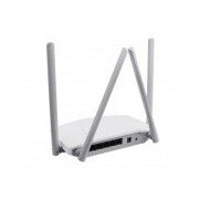 Rear view of Mercury MW3030R router showing four antennas, WAN port, LAN ports, and power input.