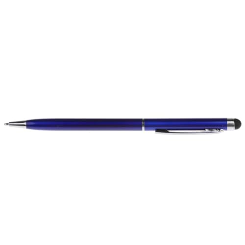 Image of Personalised Ballpoint Pen with Stylus - Custom Engraved Blue Metal Pen for Touchscreen Devices | Smooth Writing Executive Pen for Office, Students & Professionals