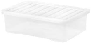 JMS 32 Litre Large Big Plastic Underbed Storage Clear Box with Clear Lid Strong Container Made In U.K. - Set of 3- Home Office Stackable Nestable