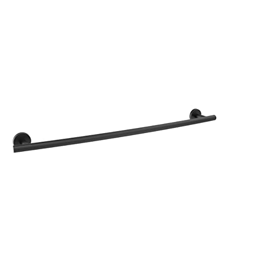 Image of Amerock Arrondi 24 inch Matte Black Towel Bar | Decorative bathroom hardware in durable Stainless Steel construction; mounting hardware included for easy installation