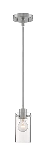 Image of Nuvo 60 /7170 Sommerset 1-Light Mini Pendant Fixture with Clear Glass, Brushed Nickel Finish