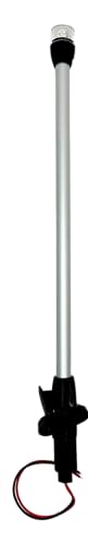 Pactrade Marine LED 22-1/4 Inches All Round Long Stern Light Anchor Light Aluminum Pole Light Navigation Light with Removable 2 Pin Plug in Angled Base USCG 2NM for Pontoon Fishing Boats Yacht