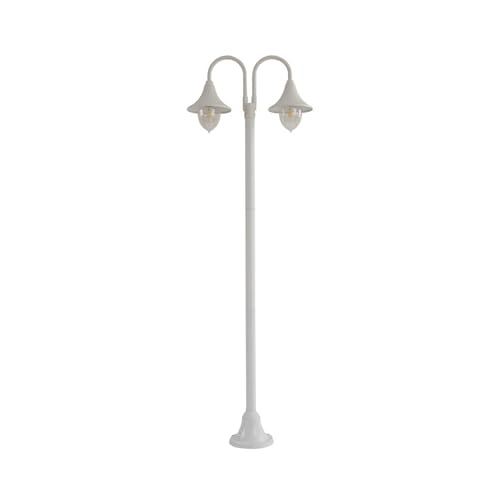 Lindby Mastleuchte außen (Laterne) Madea (spritzwassergeschützt (Modern) in Weiß aus Aluminium (2 flammig, E27) - Kandelaber Außenleuchte