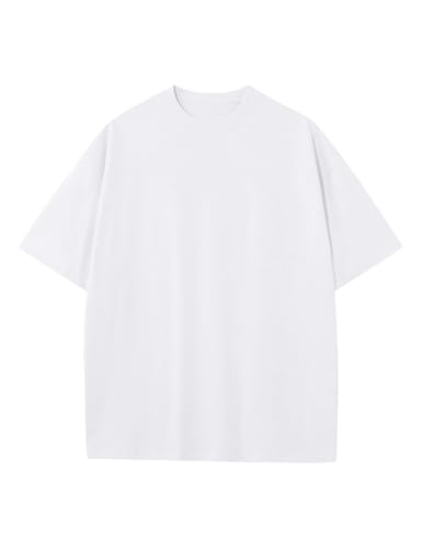 Image of Ogfao Mens Oversized T-Shirts Heavyweight Unisex Cotton T Shirts Baggy Loose Fit Basic Tees Plain Tshirts
