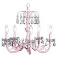 Five Arm Pink Flower Crystal Chandelier
