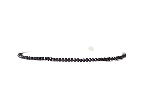 Bracelet spinelle noire cadeau porte-bonheur mixte perles 3mm