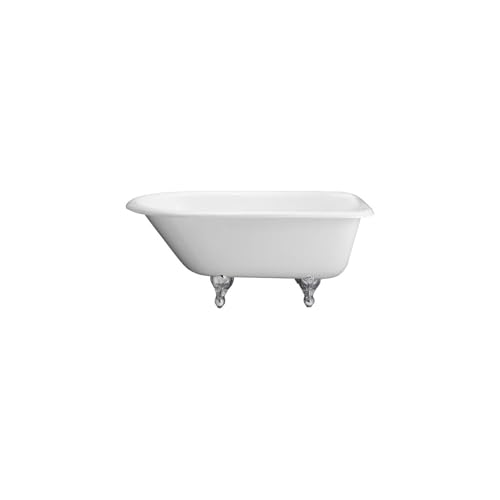 Maykoosh Roll Top Tub - 40 Gallon Cast Iron Bathtub - White Porcelain Interior - Includes Feet