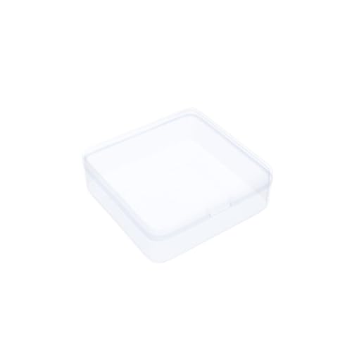 Image of Goodma 4 Pieces Square Empty Mini Clear Plastic Organizer Storage Box | 4.92 x 4.92 x 1.38 inch, Hinged Lids, For Small Items, For Craft Projects