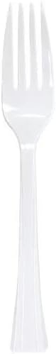 Pearl White Plastic Forks – Elegant Disposable Forks for Appetizers Salads Desserts and Main Courses – Ideal for Weddings Parties Catering Events and Buffets (576)
