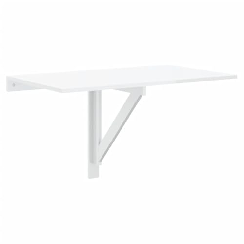 vidaXL Mesa de Pared Plegable Mueble Auxiliar Colgante Escritorio para Estudio Trabajo Portátil Dormitorio Comedor Contrachapada Blanco Brillo