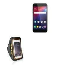 BoxWave Case for LG Phoenix Plus (Case JogBrite Sports Armband, High Visibility Safety Light LED Runners Armband for LG Phoenix Plus - Bold Orange