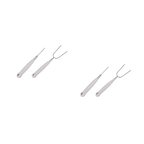 GALPADA 2sets Grill Skewers for Barbecue BBQ Fork Set Stainless Steel Barbecue Accessories Outdoor Camping Must-Have 2pcs*2