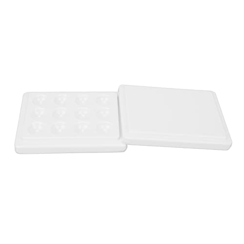 Palette, 12 Wells Porcelain Paint Tray Palettes Dustproof White Watercolor Palette Mixing Tray Artist Painting Palette With Lid For Students Nail Art Painting