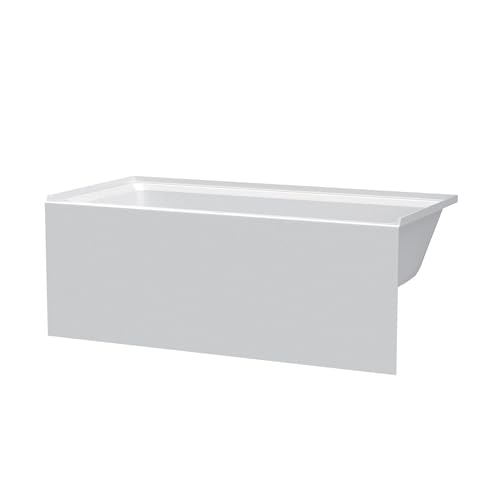 Fine Fixtures Acrylic, Fiberglass Alcove Soaking Bathtub with Integral Apron Front in Glossy White - Right Hand Drain, 60' x 30'