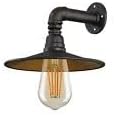 LEDSone Retro industriële wandlamp vintage stijl unieke zwarte kleur steampunk metalen waterpijp stijl wandkandelaar met platte lichte schaduw, Verlichting, UK E27 houder fitting (zwart) photo 3