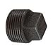 MIDLAND INDUSTRIES 65652 Cored Square Head Plug, 3/8 in MPT, Iron, Black
