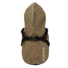 犬服 レインコート ハーネス 一体型 レイングッズ 雨具 ドッグウェア カッパ ペット 雨 防水 撥水生地 メッシュ 着せやすい 簡単着脱 可愛い おしゃれ フード付き ハーネス付き COTEN (ベージュ, M)