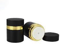 Miniatura 2 de Juego de dos dispensadores de bomba hidratante sin aire negro y dorado, un frasco de 1.7 onzas más un frasco de 0.5 onzas para hidratante, lociones