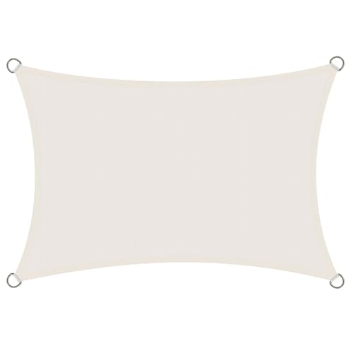 Rivenlo Sonnensegel Wasserdicht Rechteckig 3x6m Sonnenschutz Wasserabweisend 6x3 Meter PES Polyester Segel mit UV Schutz für Balkon Garten Terrasse Creme