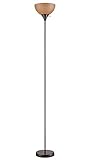 Floor Lamp, 71 Inch, Plastic, Glossy Brown Finish, White Shade, 3-Way Switch, 150W, for Living Room, Bedroom, or Home Office