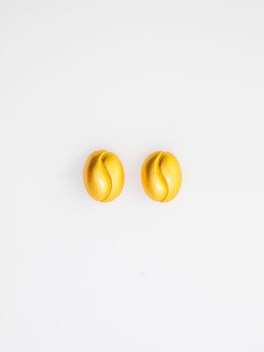 Generic Pre-Columbian Coffee Bean Earrings Handmade in Colombia 24K Gold Plated Pewter Stud Earrings Colombian Gold Museum Museum Reproduction Pre-Hispanic Culture, 0.472