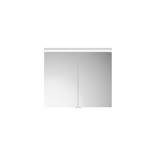 burgbad Lin20 Spiegelschrank LED-Beleuchtung inklusive LED-Waschtischbeleuchtung, 2 Türen, 800x700x170mm, SPQL080F5363, Farbe: Weiß Hochglanz