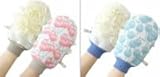 Guanti peeling, 2 guanti Luffa, guanti da doccia double face, per pelle liscia, radiante, body scrubber esfoliante per uomini e donne immagine
