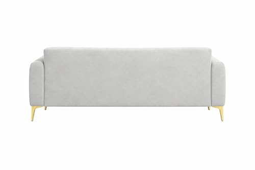 Image of Hermione Luxe Velvet-Suede Fabric 3 Seater Sofa | Comfortable Seating | Modern Sofa Set for Living Room - Light Gray
