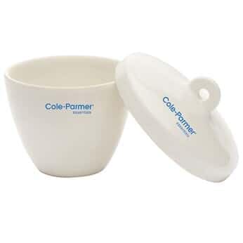 Cole-Parmer Tall-Form Crucible with Cover, Porcelain, 1.3 mL, 6/pk