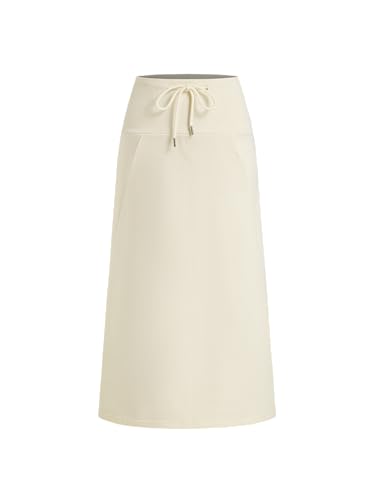 CIDER Maxi Skirt Knotted 100% Cotton Mid Waist Long Skirts Casual Elastic Waist Pull On Skirt for Women