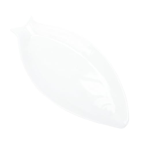ULTECHNOVO 1pezzo Piatto da Pesce in Ceramica Bianco Vassoio per Pesce al Vapore per Antipasti Dolci e Cibi Serviti in Cucina e Hotel